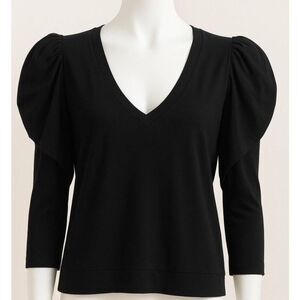 Lavia Womens xlarge longsleeve lightweight puff sleeve blouse top black